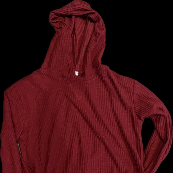 Waffle hoodie pullover shirt in red - girls size L - Picture 1 of 2